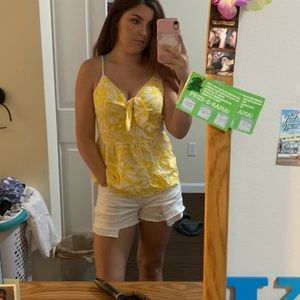 Yellow and white tank top